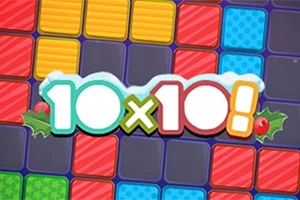Farverige blokke i forskellige mønstre med teksten 10x10!