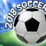 En stor fodbold med teksten 2018 Soccer Cup på en oplyst stadionbaggrund
