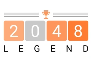 Tal med tal 2048 i firkanter med en pokal over og ordet LEGEND nedenfor