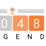 Tal med tal 2048 i firkanter med en pokal over og ordet LEGEND nedenfor