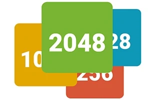 Farvede firkanter med tal som 1024, 2048, 512, 256 og 128 stablet oven på hinanden