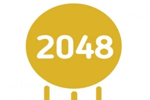 Gul cirkel med tallet 2048 i midten