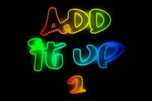 Tekst i neonfarver på sort baggrund, der siger ADD IT UP 1