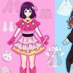 To karakterer i forskellige tøjstile mod en delt farvet baggrund med lyserød og blå