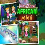 To børn rider på en elefant, omgivet af indrammede billeder, under teksten Baby Hazel African Safari