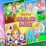 En collage med en tegneseriefigur af en glad pige i forskellige farverige kostumer, med en regnbue og blomster i baggrunden