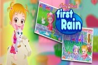 Nyd Baby Hazels første regn med hendes ven og Kanin