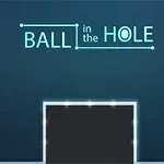 Titeltekst Ball in the Hole med en lysende gul bold placeret på en platform i et mørkt rum