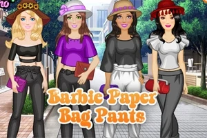Fire animerede kvinder i moderne outfits og hatte står på en byvej ved siden af hinanden
