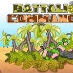 Tegning af soldater med våben, der gemmer sig bag buske med teksten Battalion Commander ovenfor