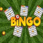 Bingoplader med farverige stjerner og teksten BINGO i centrum på grøn baggrund