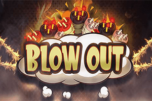 Tegneseriebomber med tændte lunter og teksten BLOW OUT mod en dramatisk baggrund