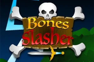 Dødningehoved og korslagte knogler med teksten Bones Slasher i forgrunden over en mørk baggrund