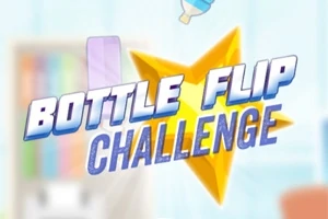 Titeltekst Bottle Flip Challenge med en gul stjerne i baggrunden og en flaske øverst