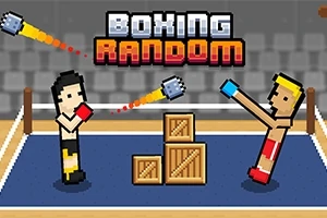 To boksere i pixeleret grafik står i en boksering med kasser imellem dem, og teksten Boxing Random ses øverst