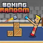To boksere i pixeleret grafik står i en boksering med kasser imellem dem, og teksten Boxing Random ses øverst