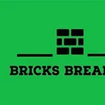 Sort murstensmønster over teksten Bricks Breaker på grøn baggrund