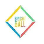Farverig diamantformet logo med teksten Bright Ball i midten