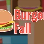 Illustration af en burger med ost og tomat ved siden af teksten Burger Fall