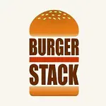En grafik med en burgerbolle øverst og nederst, med teksten BURGER STACK i midten