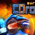 En futuristisk robot med lyseffekter og farverige baggrundselementer inklusive en glødende gul-orange cirkel