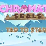 Sneklædt bjerglandskab med teksten Chromatic Seals øverst og Tap to Start nederst