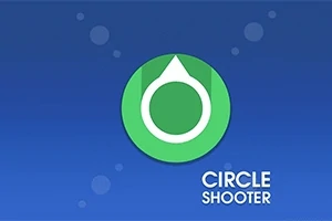 Grønt cirkelikon med en pil på blå baggrund, med teksten Circle Shooter i nederste højre hjørne