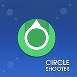 Grønt cirkelikon med en pil på blå baggrund, med teksten Circle Shooter i nederste højre hjørne