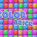 Farverige firkanter på en lilla baggrund med teksten Color Brick i midten