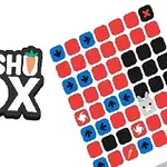 Grafik med teksten DASSHI BOX ved siden af et gitter af farvede kvadrater med pile og symboler