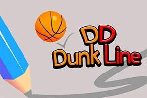 En farverig blyant, en basketball og teksten DD Dunk Line på en lys baggrund