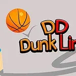 En farverig blyant, en basketball og teksten DD Dunk Line på en lys baggrund