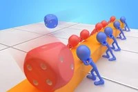 Dice Push er et sjovt terningespil med 3D stickman-modeller på en platform