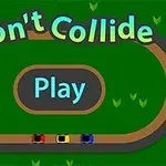 Don't Collide Oval racerbane med tre farverige biler og teksten Dont Collide samt en Play knap i midten