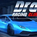 Blå sportsvogn med en bybaggrund og teksten Drag Racing Club i toppen