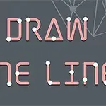 Teksten Draw One Line er skrevet i lyserød med små cirkler, der forbinder bogstaverne, på en mørkegrå baggrund med et geometrisk mønster
