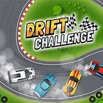 Fire farverige biler drifter rundt om en kurve på en racerbane med teksten Drift Challenge i midten