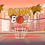 Tegneserie-basketballbane med net og palmetræer i baggrunden