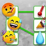 Tre emojis forbundet med grønne linjer; en syg emoji med et termometer, en grinende emoji med en sveddråbe, og en festlig emoji med partyhat og fløjte, samt symboler som termometer, konfettirør og vanddråbe