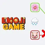 Emoji-puslespil med blomster, skyer, bi, grisenæse, paraply og kryds