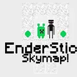 To figurer, en grøn og en sort, står mellem grønne diamanter over teksten EnderStick Skymap!