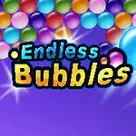 Farverige bobler mod en lilla baggrund med teksten Endless Bubbles i centrum