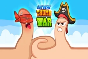 To tegneserie-tommer med ansigter, iført en pirathat og et rødt bandana, med teksten Extreme Thumb War i baggrunden