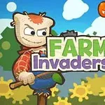 En animeret fugleskræmsel med en kølle står foran en mark med gule blomster, mens en orange græskar og to sorte skyer svæver i baggrunden