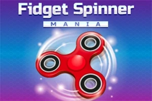 Rød fidget spinner med tre arme på en blå-lilla baggrund med lysglimt