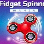 Rød fidget spinner med tre arme på en blå-lilla baggrund med lysglimt