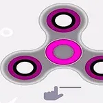 Lyserød og grå fidget spinner med en hånd, der laver en swipe-gestus under