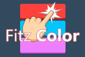 En hånd peger på en stabel af farvede rektangler i rød, blå og lilla med teksten Fitz Color foran