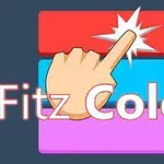 En hånd peger på en stabel af farvede rektangler i rød, blå og lilla med teksten Fitz Color foran
