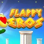 En animeret figur med vinger og blonde krøller svæver over søjler med teksten Flappy Eros i baggrunden